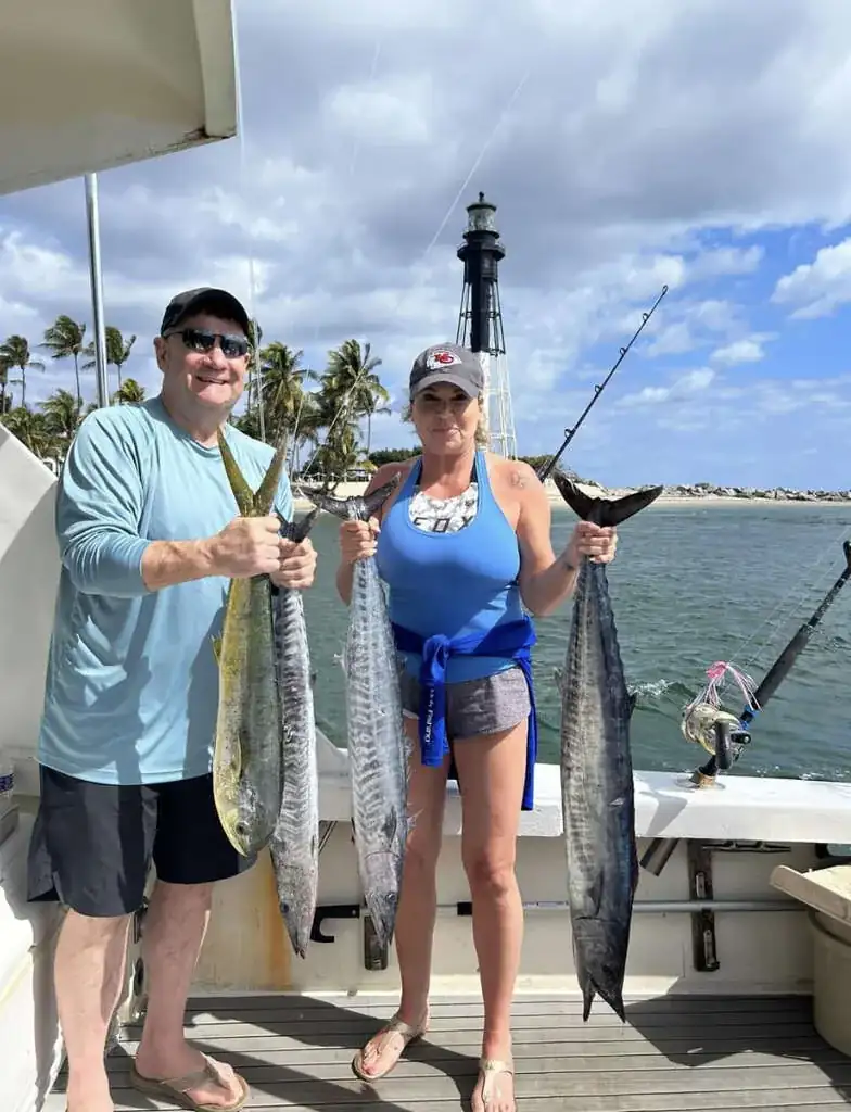 Fishing charter guests from Lighthouse Point, FL aboard Don't Panic