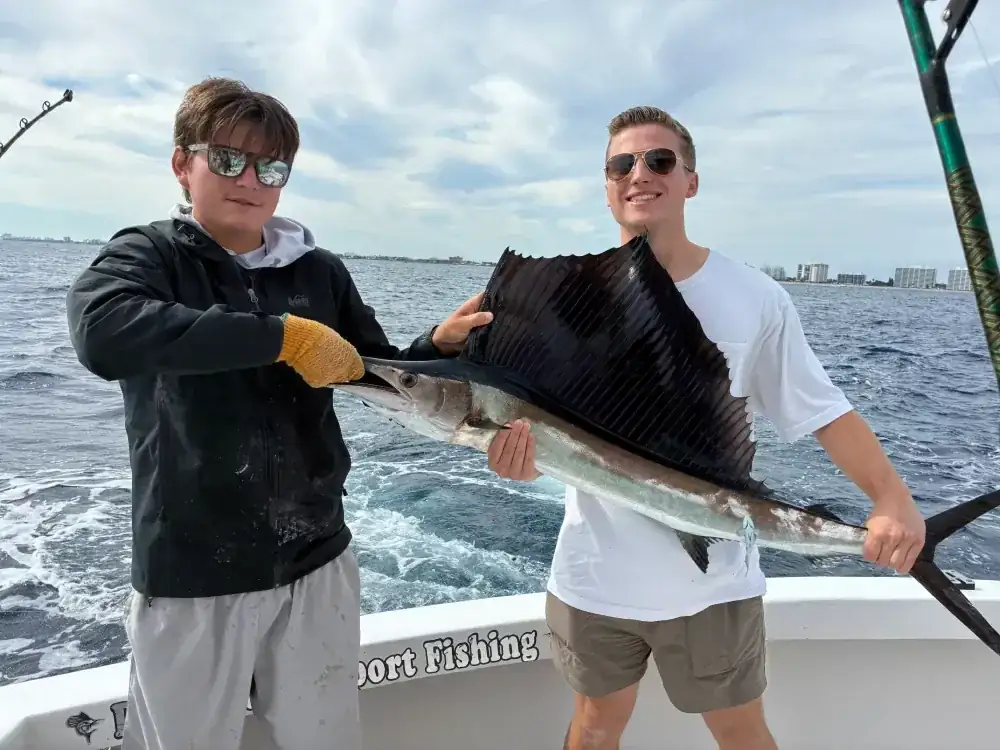 Sailfish caught on a Don't Panic Sportfishing fishing trip off Pompano Beach