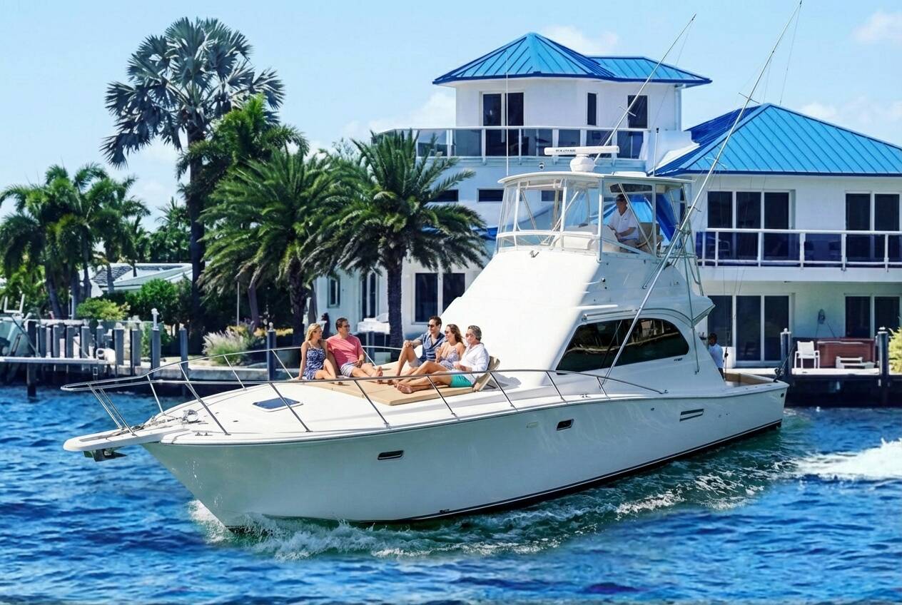 Small group enjoying a private boat charter in South Florida waters